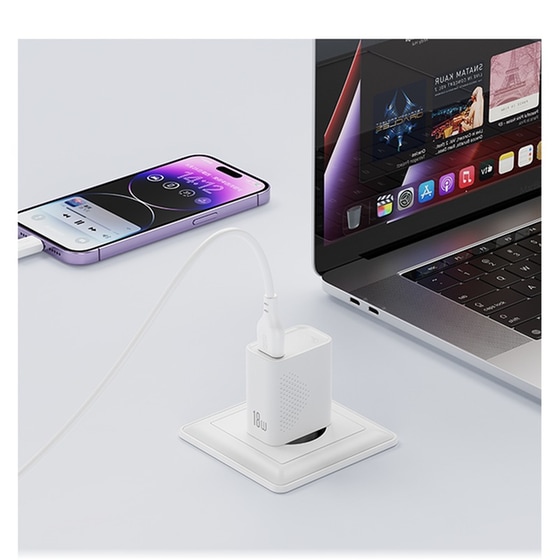 Φορτιστής Πρίζας XO L159 USB-A με Καλώδιο USB-C 18W Quick Charge 3.0 - Λευκό image 1