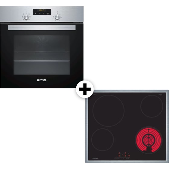 PITSOS PH10M40X1 & CRS645T06 66 Lt Inox Eντοιχιζόμενο Σετ Φούρνος και Εστία image 0
