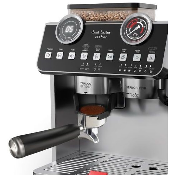 ROHNSON R-98200 Μηχανή Espresso 2800W 20bar με Μύλο Άλεσης Ασημί image 2