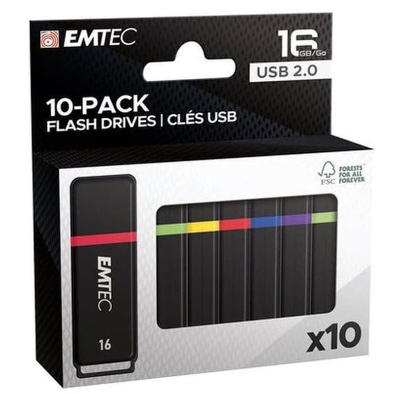 Emtec 16 GB 10 Pack USB 2.0 Sticks - Πολύχρωμο