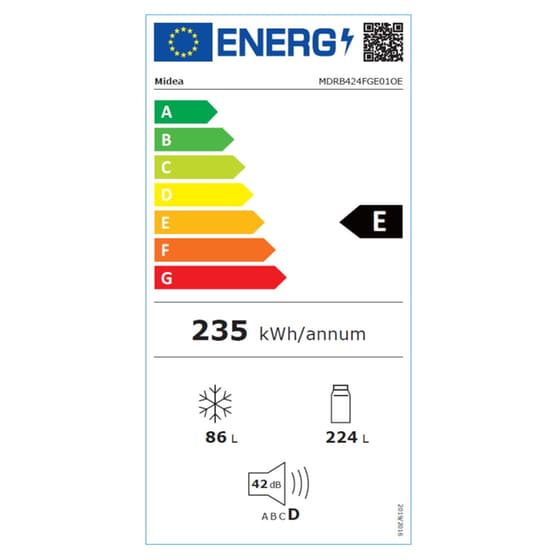 MIDEA MDRB424FGE01OE Ψυγειοκαταψύκτης Total No Frost 310 Lt Λευκό image 5