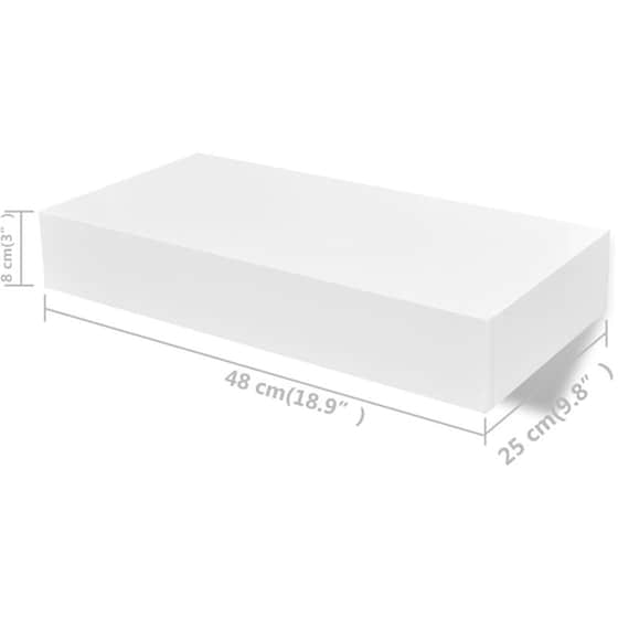 Ράφια Τοίχου VidaXL με Συρτάρι από MDF 48x25x8 cm 2 Τμχ - Λευκό image 5