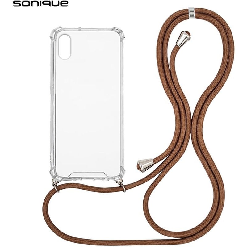 Θήκη Apple iPhone X / iPhone XS - Sonique με Κορδόνι Armor Clear - Καφέ