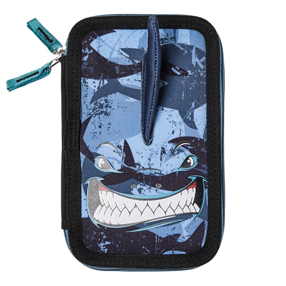 Κασετίνα Παραλληλόγραμμη Γεμάτη Coolbee Shark Διπλή Μπλε image 1