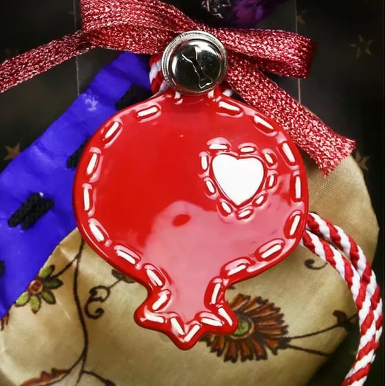 Γούρι Synchronia&nbsp;Κεραμικό&nbsp;Mini&nbsp;Ρόδι&nbsp;με Καρδιά 18cm image 1