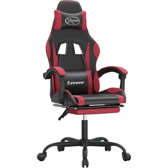 Καρέκλα Gaming VIDAXL 349586 με Υποπόδιο από Τεχνητό Δέρμα - Μαύρο image 0