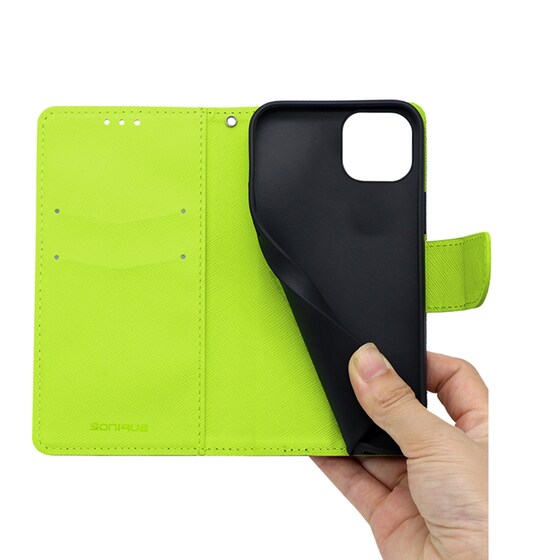 Θήκη Apple iPhone 14 - Sonique Trend Book - Σκούρο Μπλε/Λαχανί image 3