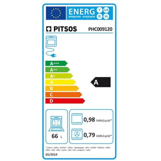 PITSOS PHC009120 66Lt Λευκό Ηλεκτρική Κουζίνα Κεραμική image 3
