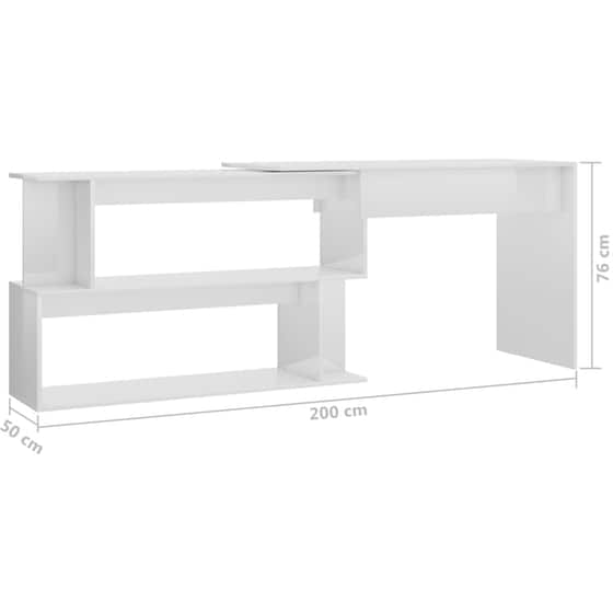 Γραφείο Γωνιακό VidaXL από Μοριοσανίδα 200x50cm - Λευκό image 6