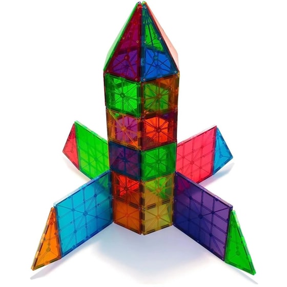 Magna-Tiles® Clear Colors Μαγνητικό Παιχνίδι Κατασκευών - 100 Κομμάτια (4300) image 1
