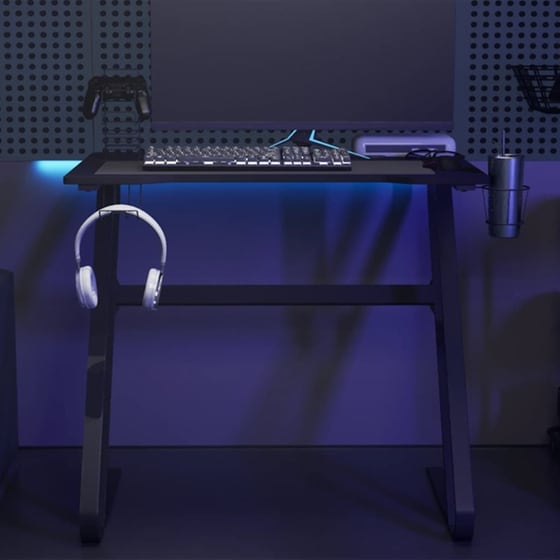 Γραφείο Gaming VidaXL με Πόδια σε Σχήμα ZZ 90x60x75 cm - Μαύρο image 2