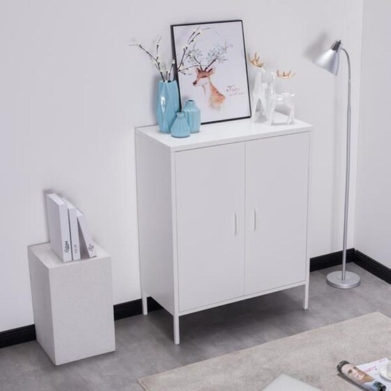 Ντουλάπα Μεταλλική Nextdeco Δίφυλλη 102x80x40cm - Λευκό image 3
