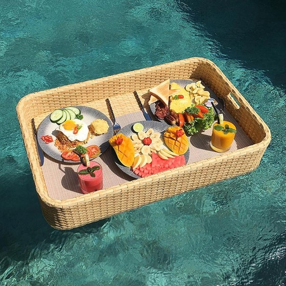 Δίσκος Πισίνας Floating Breakfast 100 x 60 cm Ορθογώνιος - Μπεζ image 0
