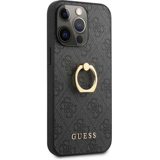 Θήκη Apple iPhone 13 Pro - Guess 4g Logo Ring Collection Hard Case PU Leather - Μαύρo image 7