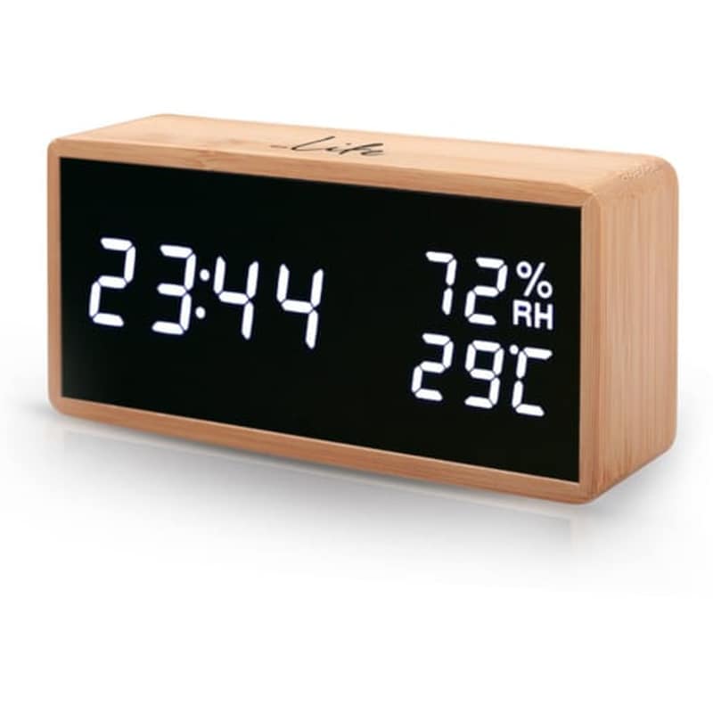 Αισθητήρας Θερμοκρασίας – Υγρασίας – Ρολόι – Ξυπνητήρι – Ημερολόγιο Life Wes 108 Bamboo