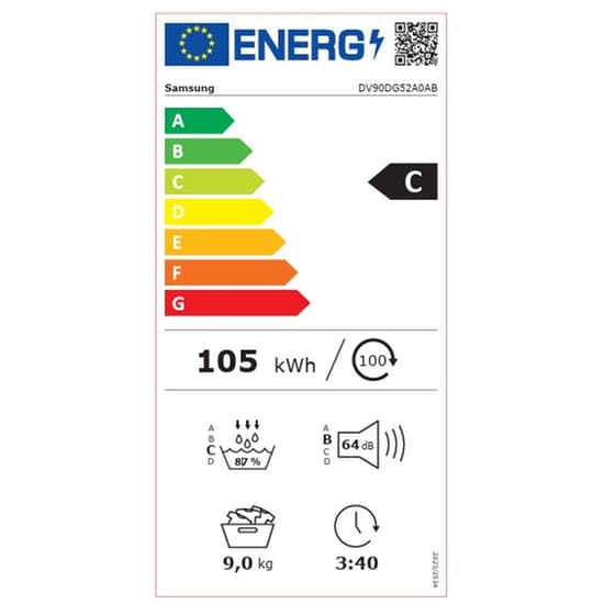 SAMSUNG DV90DG52A0ABLE 9 kg με Αντλία Θερμότητας Μαύρο Στεγνωτήριο Ρούχων image 10