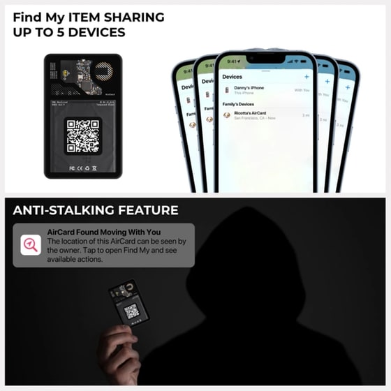 Rolling Square Aircard Ultra Thin Bluetooth Tracker - Black image 6