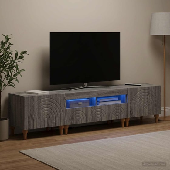 Έπιπλο Τηλεόρασης VidaXL με LED 3 τμχ 178 x 35 x 43 cm - Γκρι Sonoma image 2