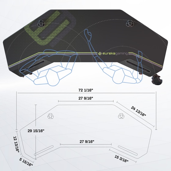 Γραφείο Gaming Eureka Ergonomic από Ατσάλι 180x76cm - Μαύρο image 4