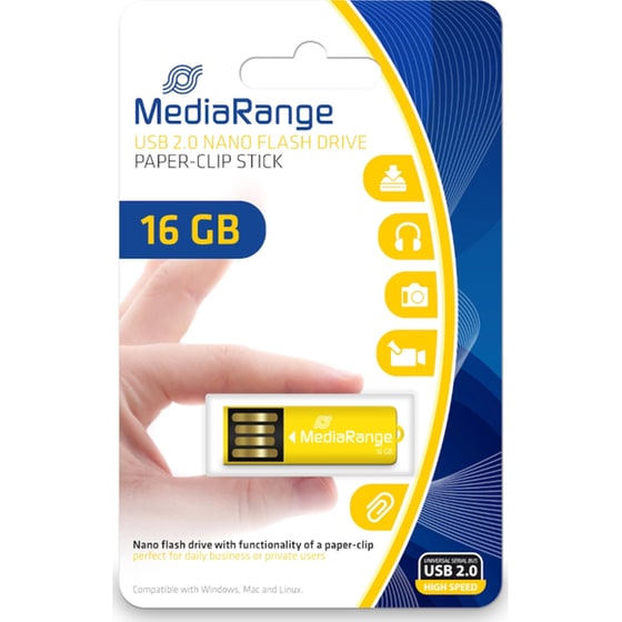 MediaRange 16GB USB 2.0 Stick Κίτρινο image 2