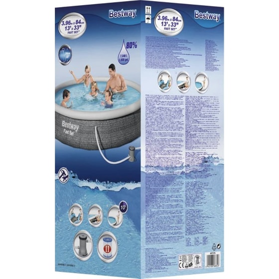 Φουσκωτή Οικογενειακή Πισίνα Bestway Fast Set Με Αντλία 7340 Lt - Γκρι image 4