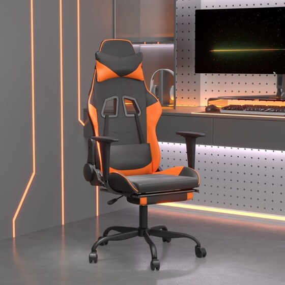 Καρέκλα Gaming VIDAXL 345417 με Υποπόδιο από Τεχνητό Δέρμα - Μαύρο image 9