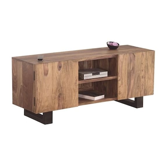 Έπιπλο Τηλεόρασης 24Mall Ξύλο Ακακία 130x43x55 cm - Kαφέ image 1