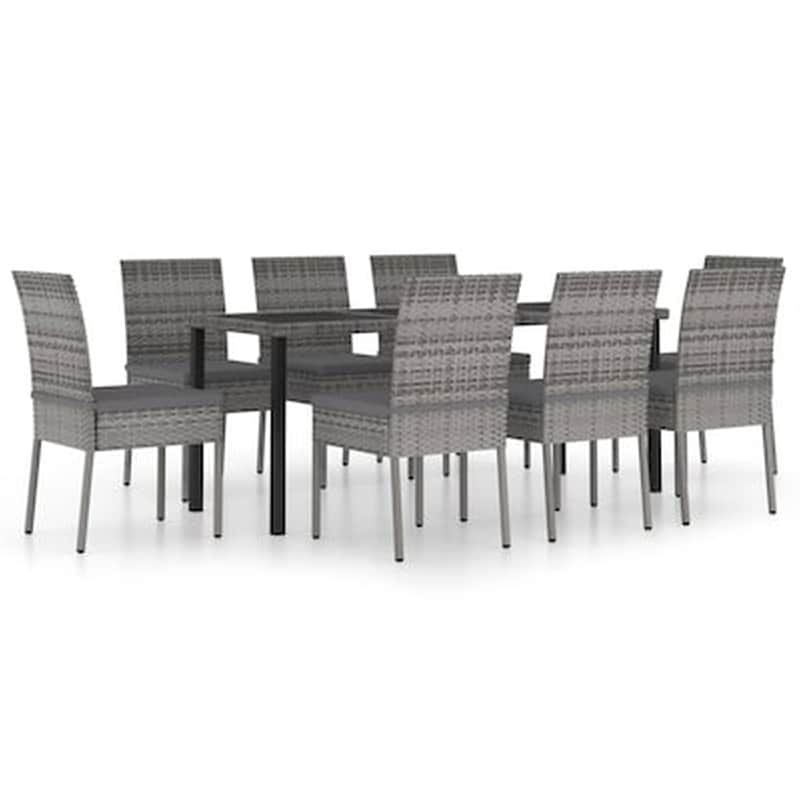 Vidaxl Σετ Τραπεζαρίας Κήπου 9 Τεμ. Γκρι Από Συνθετικό Ρατάν VIDAXL