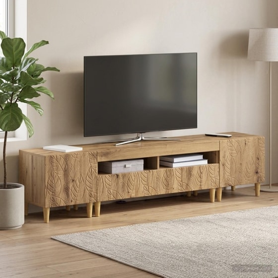 Έπιπλο Τηλεόρασης VidaXL DELFT με LED 3 τμχ 198 x 35 x 43 cm - Artisan Δρυς image 2