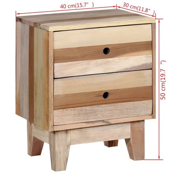 Κομοδίνο Vidaxl Από Μασίφ Ανακυκλωμένο Ξύλο 30x40x50 cm - Μπεζ Καφέ image 4