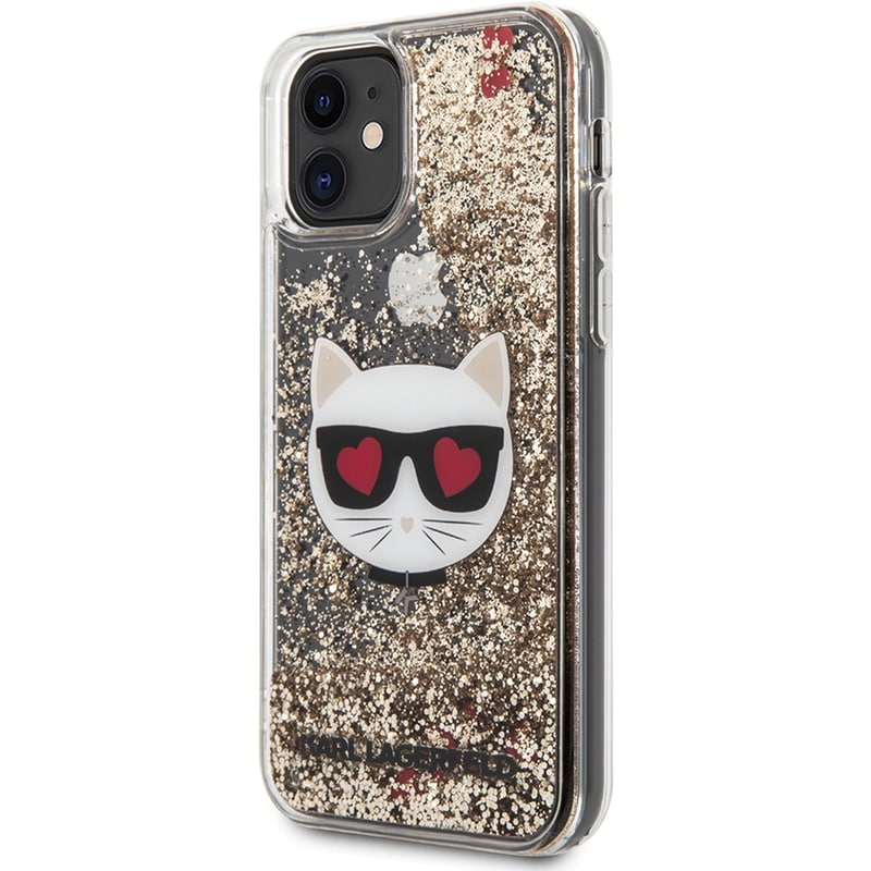 KARL LAGERFELD Θήκη Karl Lagerfeld iPhone 11 - Karl Lagerfeld Liquid Glitter Case Choupettes Heads - Black/Glitter Gold