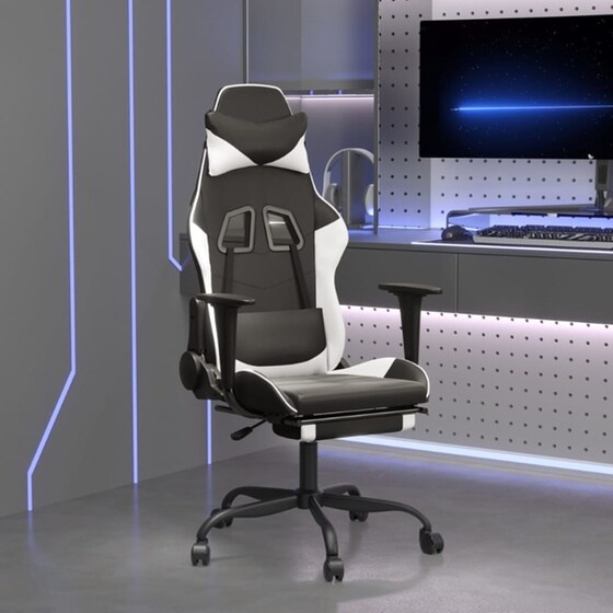 Καρέκλα Gaming VIDAXL 345416 με Υποπόδιο από Τεχνητό Δέρμα - Μαύρη image 9