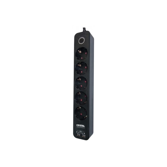 Πολύπριζο Crystal Audio 5 Θέσεων & 2x Usb 2.1A 1.5m - Μαύρο image 0