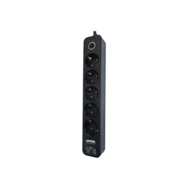 Πολύπριζο Crystal Audio 5 Θέσεων & 2x Usb 2.1A 1.5m - Μαύρο