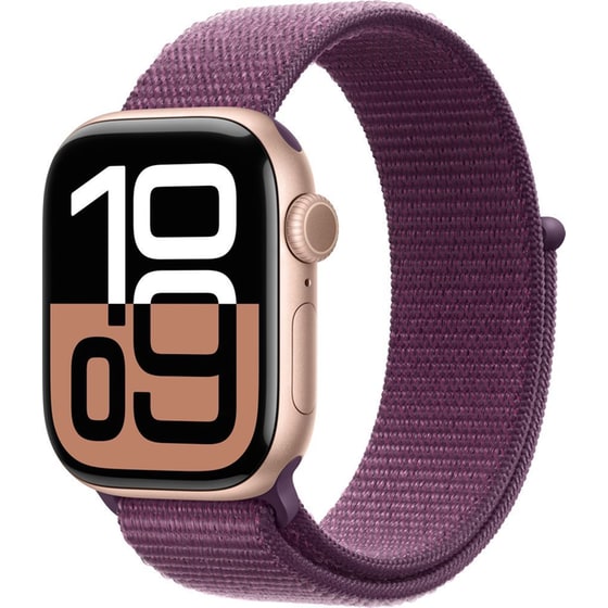 Apple Watch Series 10 GPS + Cellular 42mm Rose Gold Aluminum Case with Plum Sport Loop image 0