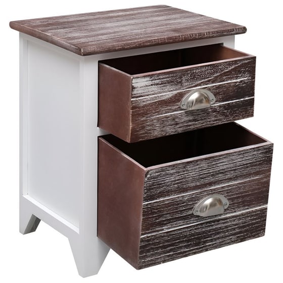 Κομοδίνο Vidaxl Από Ξύλο Παυλώνιας 38x28x45 cm - Λευκό Καφέ image 1