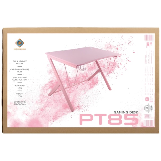 Γραφείο Gaming Deltaco από MDF PT85  116x75cm - Ροζ image 7