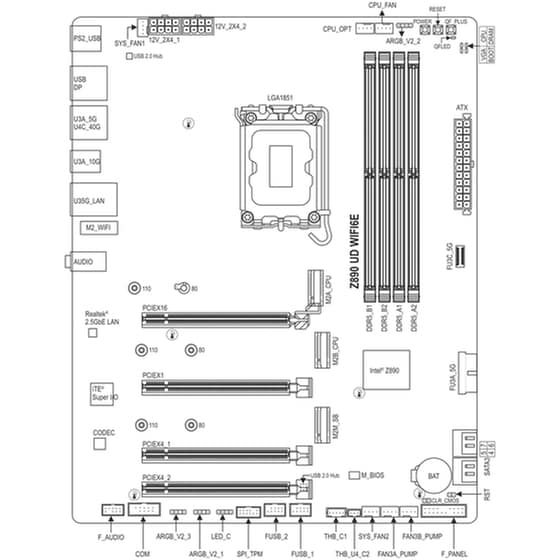 Gigabyte Z890 UD WIFI 6E Motherboard ATX με Intel 1851 Socket image 0