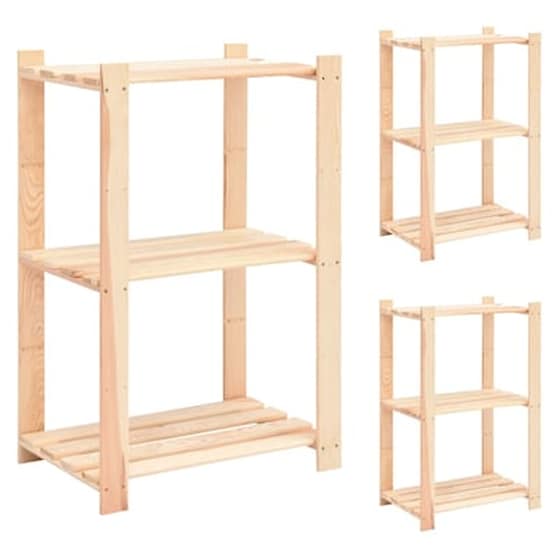 Vidaxl Ραφιέρες 3 Επιπέδων 3 Τεμ 150 Κ. 60x38x90 Εκ. Μασίφ Ξύλο Πεύκου image 0