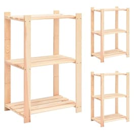 Vidaxl Ραφιέρες 3 Επιπέδων 3 Τεμ 150 Κ. 60x38x90 Εκ. Μασίφ Ξύλο Πεύκου