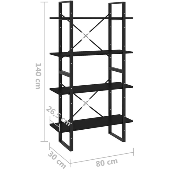 Βιβλιοθήκη VidaXL από Μέταλλο 80x30x140 cm - Μαύρο image 5