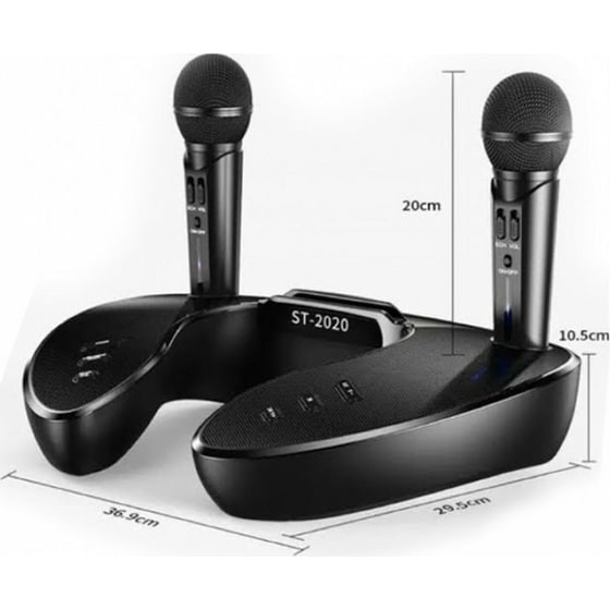 Party Speaker Oem ST-2021 με 2 Ασύρματα Μικρόφωνα 10W - Μαύρο image 2
