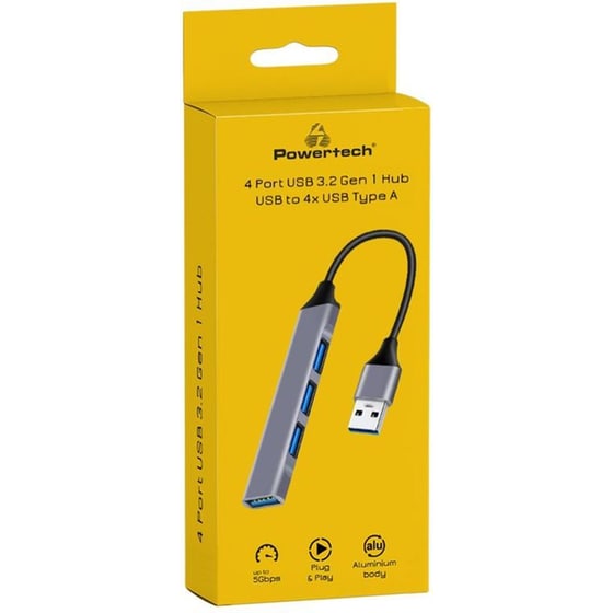 Powertech Usb Hub Pt-1114, 4x Usb Θύρες, 5gbps, Γκρι image 1