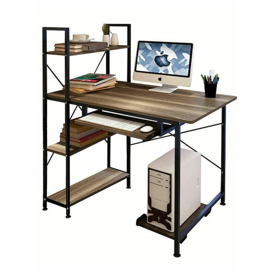 Γραφείο Βιβλιοθήκη Woodwell από MDF 100x48cm - Φυσικό/Μαύρο image 1