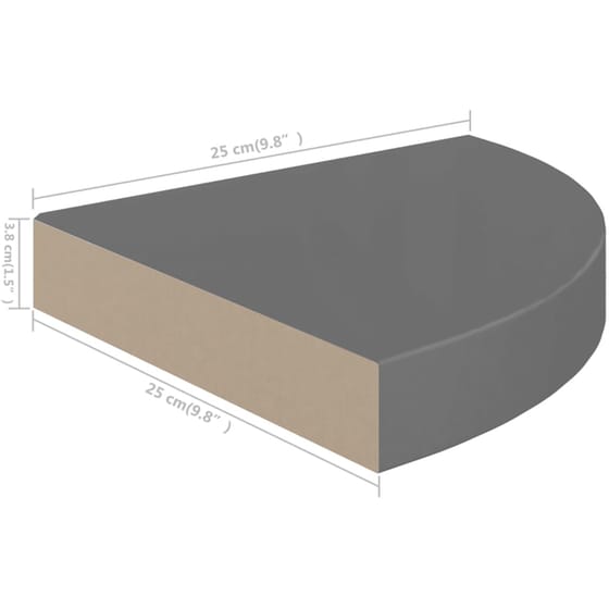 Ράφια Τοίχου VidaXL από MDF 25x25 cm 4 Τμχ - Γκρι image 7