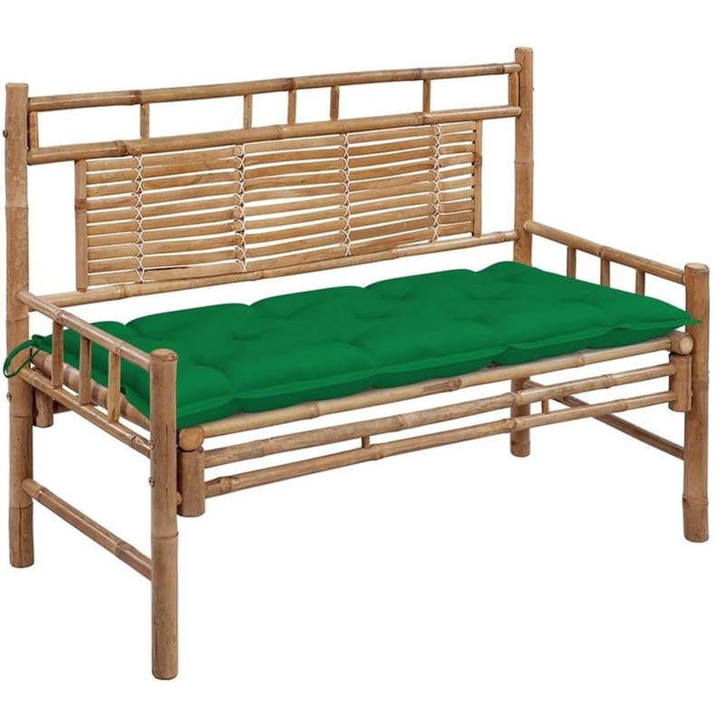 Παγκάκι Κήπου VidaXL με Μαξιλάρι από Μπαμπού 120x55x90 cm - Καφέ/Πράσινο