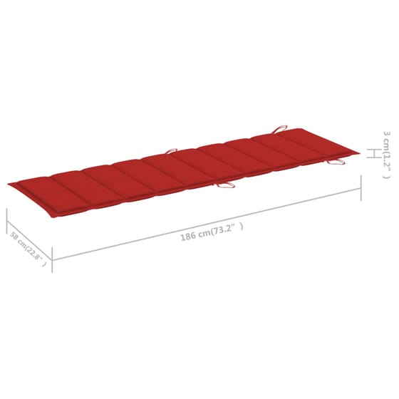 Ξαπλώστρα VidaXL από Μασίφ Ξύλο Ακακίας 190x60x51 cm - Γκρι/Κόκκινη image 18