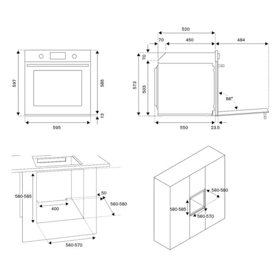 BERTAZZONI F6011MODPLGNE/23 76 Lt Μαύρο Εντοιχιζόμενος Φούρνος Άνω Πάγκου image 2