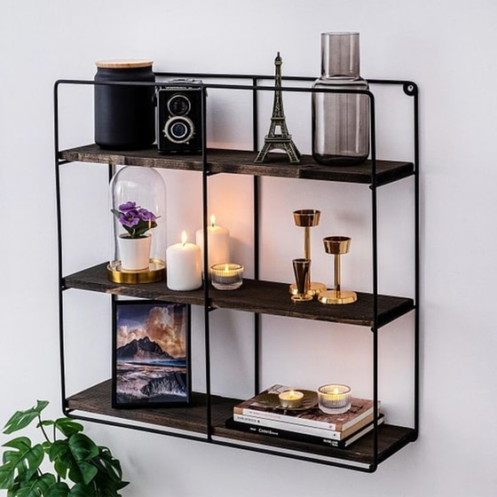 Ραφιέρα 24mall Gladiolo από Μέταλλο/Ξύλο 60x15x60 cm - Ανθρακί/Μαύρο image 1