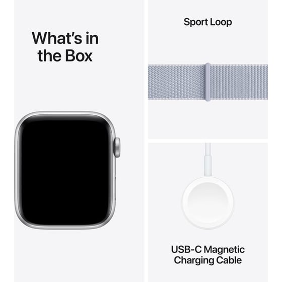 Apple Watch SE GPS + Cellular 44mm Silver Aluminum Case with Blue Cloud Sport Loop image 6